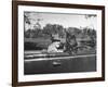 President Franklin D. Roosevelt Driving in His Convertible with His Dog Fala Through Hyde Park-George Skadding-Framed Photographic Print