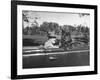 President Franklin D. Roosevelt Driving in His Convertible with His Dog Fala Through Hyde Park-George Skadding-Framed Photographic Print