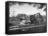 President Franklin D. Roosevelt Driving in His Convertible with His Dog Fala Through Hyde Park-null-Framed Stretched Canvas
