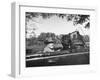 President Franklin D. Roosevelt Driving in His Convertible with His Dog Fala Through Hyde Park-null-Framed Photographic Print