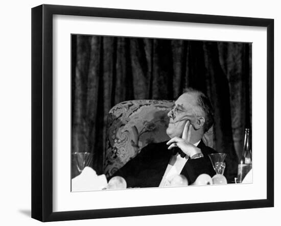 President Franklin D. Roosevelt Listening to Speeches During the Jackson Day Dinner-Thomas D^ Mcavoy-Framed Photographic Print