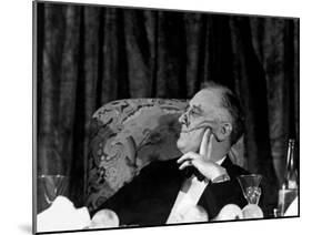 President Franklin D. Roosevelt Listening to Speeches During the Jackson Day Dinner-Thomas D^ Mcavoy-Mounted Photographic Print