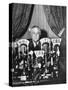 President Franklin D. Roosevelt Making a "Fireside Chat" Speech on Radio During WWII-Thomas D^ Mcavoy-Stretched Canvas