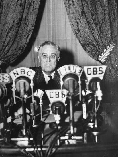 President Franklin D Roosevelt Making A Fireside Chat Speech On president-franklin-d-roosevelt-making-a-fireside-chat-speech-on