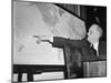 President Franklin D. Roosevelt, Pointing to a Map While Giving His Speech During Entry to WWII-null-Mounted Photographic Print