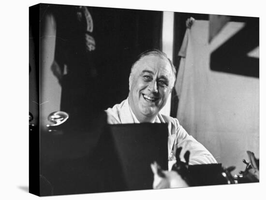 President Franklin D. Roosevelt Sitting at His Desk-null-Stretched Canvas