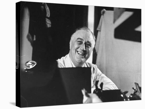 President Franklin D. Roosevelt Sitting at His Desk-null-Stretched Canvas