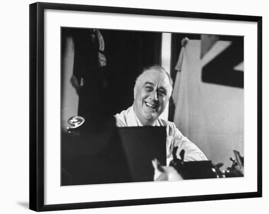 President Franklin D. Roosevelt Sitting at His Desk-null-Framed Photographic Print