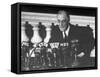 President Franklin D. Roosevelt Sitting in Front of a Network Radio Microphones-George Skadding-Framed Stretched Canvas