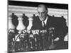 President Franklin D. Roosevelt Sitting in Front of a Network Radio Microphones-George Skadding-Mounted Photographic Print