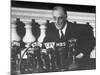 President Franklin D. Roosevelt Sitting in Front of a Network Radio Microphones-George Skadding-Mounted Photographic Print