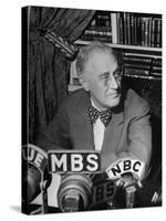 President Franklin D. Roosevelt Speaking on Pre Invasion Fireside Chat Radio Program-Marie Hansen-Stretched Canvas