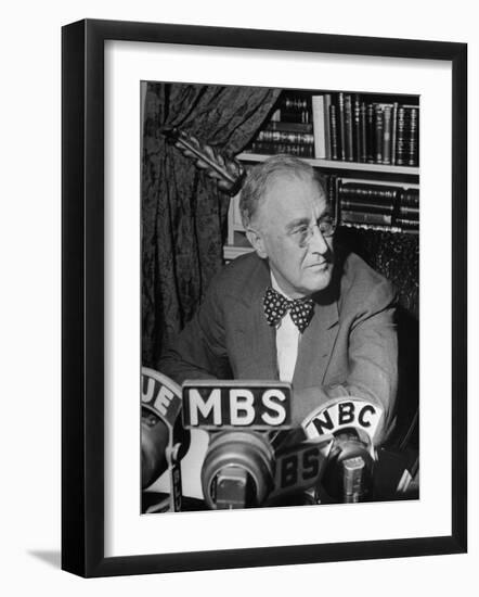 President Franklin D. Roosevelt Speaking on Pre Invasion Fireside Chat Radio Program-Marie Hansen-Framed Photographic Print