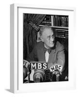 President Franklin D. Roosevelt Speaking on Pre Invasion Fireside Chat Radio Program-Marie Hansen-Framed Photographic Print