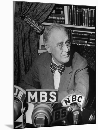 President Franklin D. Roosevelt Speaking on Pre Invasion Fireside Chat Radio Program-Marie Hansen-Mounted Photographic Print