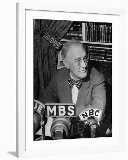 President Franklin D. Roosevelt Speaking on Pre Invasion Fireside Chat Radio Program-Marie Hansen-Framed Photographic Print