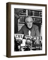 President Franklin D. Roosevelt Speaking on Pre-Invasion Fireside Chat Radio Program-null-Framed Photographic Print