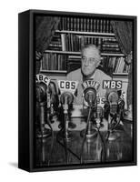 President Franklin D. Roosvelt, Broadcasting a Speech over the Radio from the White House-null-Framed Stretched Canvas