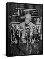 President Franklin D. Roosvelt, Broadcasting a Speech over the Radio from the White House-null-Framed Stretched Canvas