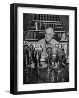 President Franklin D. Roosvelt, Broadcasting a Speech over the Radio from the White House-null-Framed Photographic Print