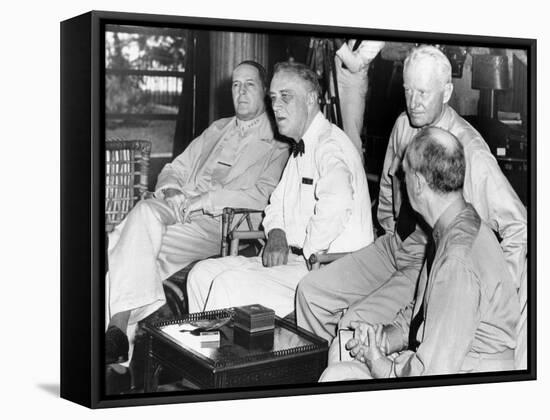 President Franklin Roosevelt at Pearl Harbor on June 11, 1944-null-Framed Stretched Canvas