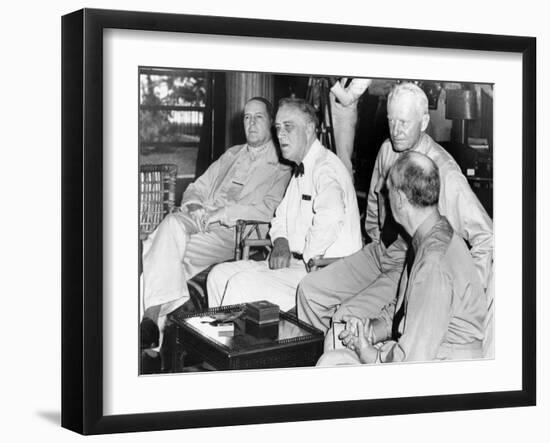 President Franklin Roosevelt at Pearl Harbor on June 11, 1944-null-Framed Photo