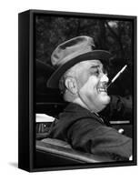 President Franklin Roosevelt, Debonair with His Cigarette Holder, 1939-null-Framed Stretched Canvas