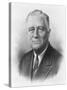 President Franklin Roosevelt in a Engraved Portrait by the Bureau of Printing and Engraving-null-Stretched Canvas