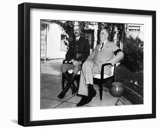 President Franklin Roosevelt Photographed with French General Henri Honore Giraud, Jan. 1943-null-Framed Photo