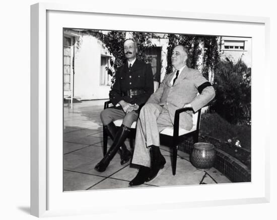 President Franklin Roosevelt Photographed with French General Henri Honore Giraud, Jan. 1943-null-Framed Photo