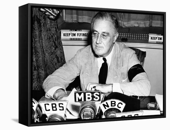 President Franklin Roosevelt Warns the Nation About German Provocations-null-Framed Stretched Canvas