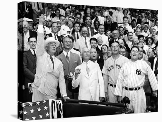 President Franklin Tossed Out the Ball Starting the All-Star Game in Griffith Stadium, Washington-null-Stretched Canvas