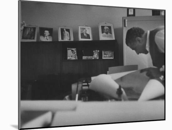 President Gamal Abdul Nasser at His Home Just after Port Said Invasion-null-Mounted Photographic Print