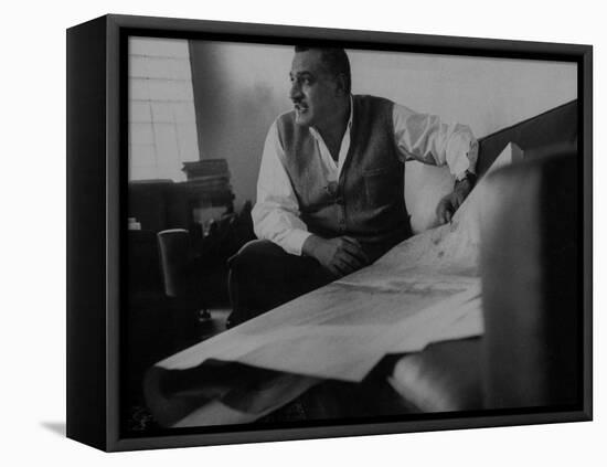 President Gamal Abdul Nasser at His Home Just after Port Said Invasion-null-Framed Stretched Canvas