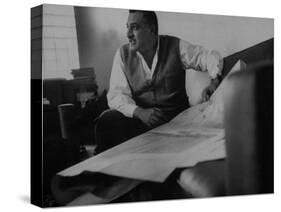 President Gamal Abdul Nasser at His Home Just after Port Said Invasion-null-Stretched Canvas