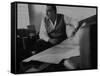 President Gamal Abdul Nasser at His Home Just after Port Said Invasion-null-Framed Stretched Canvas