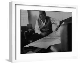 President Gamal Abdul Nasser at His Home Just after Port Said Invasion-null-Framed Photographic Print