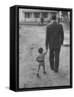 President Gamal Abdul Nasser at His Home with His Small Son Just after Port Said Invasion-Howard Sochurek-Framed Stretched Canvas