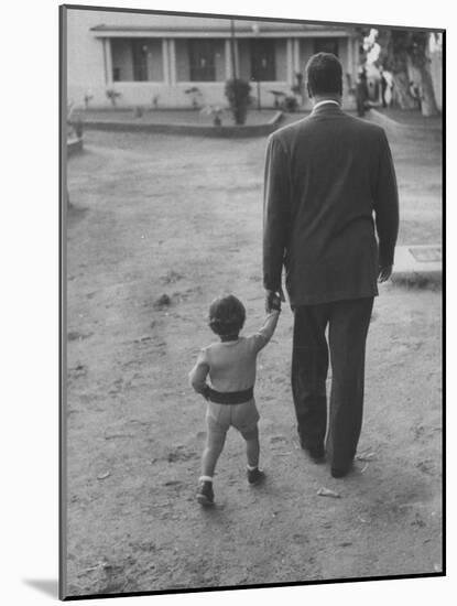 President Gamal Abdul Nasser at His Home with His Small Son Just after Port Said Invasion-Howard Sochurek-Mounted Premium Photographic Print