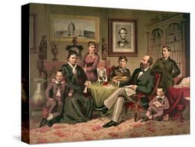 President Garfield and Family, Pub. 1882 (Colour Litho)-American School-Stretched Canvas