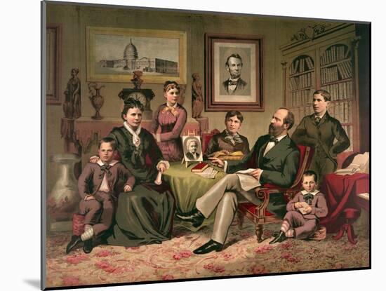 President Garfield and Family, Pub. 1882 (Colour Litho)-American School-Mounted Giclee Print