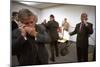 President George W. Bush and Senior Staff on Phones after Learning of the 9-11 Terrorist Attacks-null-Mounted Premium Photographic Print