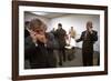 President George W. Bush and Senior Staff on Phones after Learning of the 9-11 Terrorist Attacks-null-Framed Photo