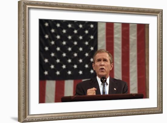 President George W. Bush Announced That 'Our War on Terror Begins with Al Qaeda-null-Framed Photo