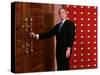 President George W. Bush as He Tries to Open a Locked Door Leaving a Press Conference in Beijing-null-Stretched Canvas