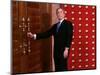 President George W. Bush as He Tries to Open a Locked Door Leaving a Press Conference in Beijing-null-Mounted Photographic Print