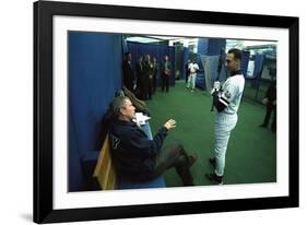 President George W. Bush Derek Jeter before the First Pitch in Game 3 of the World Series-null-Framed Photo