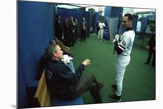 President George W. Bush Derek Jeter before the First Pitch in Game 3 of the World Series-null-Mounted Photo