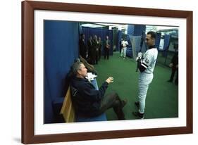 President George W. Bush Derek Jeter before the First Pitch in Game 3 of the World Series-null-Framed Photo