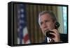 President George W. Bush on Telephone to Ny Gov. George Pataki and Nyc Mayor, Rudolph Giuliani-null-Framed Stretched Canvas